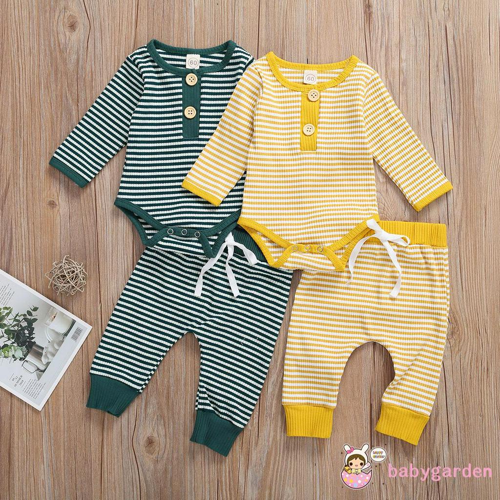 Set Áo Liền Quần &amp; Quần Dài Sọc Ngang Cho Bé Trai