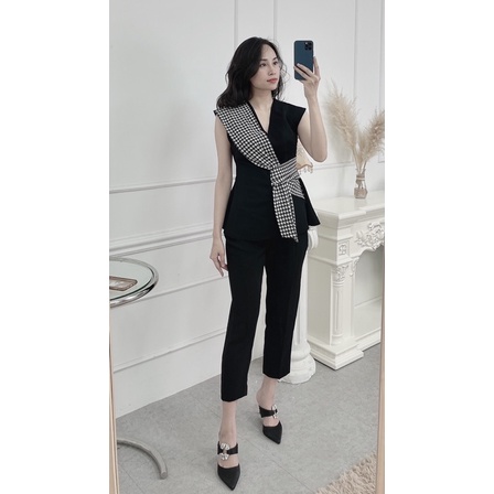 SET VEST MIX VẠT HOẠ TIẾT QUẦN BAGGY SANG CHẢNH ĐI LÀM ĐI CHƠI SỰ KIỆN LỊCH SỰ