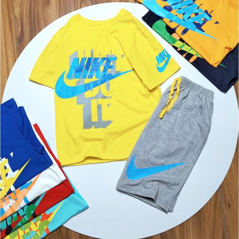 Đồ bộ ngắn tay thun cotton bé trai hoạ tiết NIKE 5-16T
