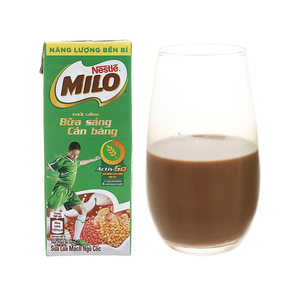 Thùng 36 hộp Thức uống ngũ cốc Milo Bữa sáng cân bằng 180ml