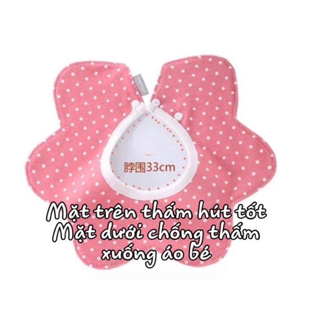 Yếm Dãi Cotton Chống Thấm Hình Hoa Cho Bé Gái