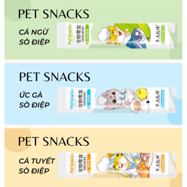Súp Thưởng Pet Snack Hình Mèo 15gr - Súp mèo PETSNACK chibi 3 Vị Thơm Ngon