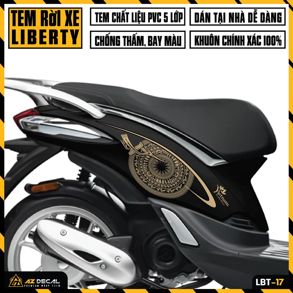 Tem Liberty Mẫu Trống Đồng Việt Nam | LBT-17 | Decal Dán Xe Máy Liberty 125 Chống Nước Bền Màu Dễ Dán Tại Nhà