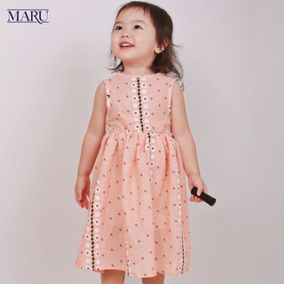 Váy trẻ em hoa dây hồng, dáng xoè dễ thương - Váy cho bé chất liệu vãi đũi cao cấp thấm hút mồ hôi