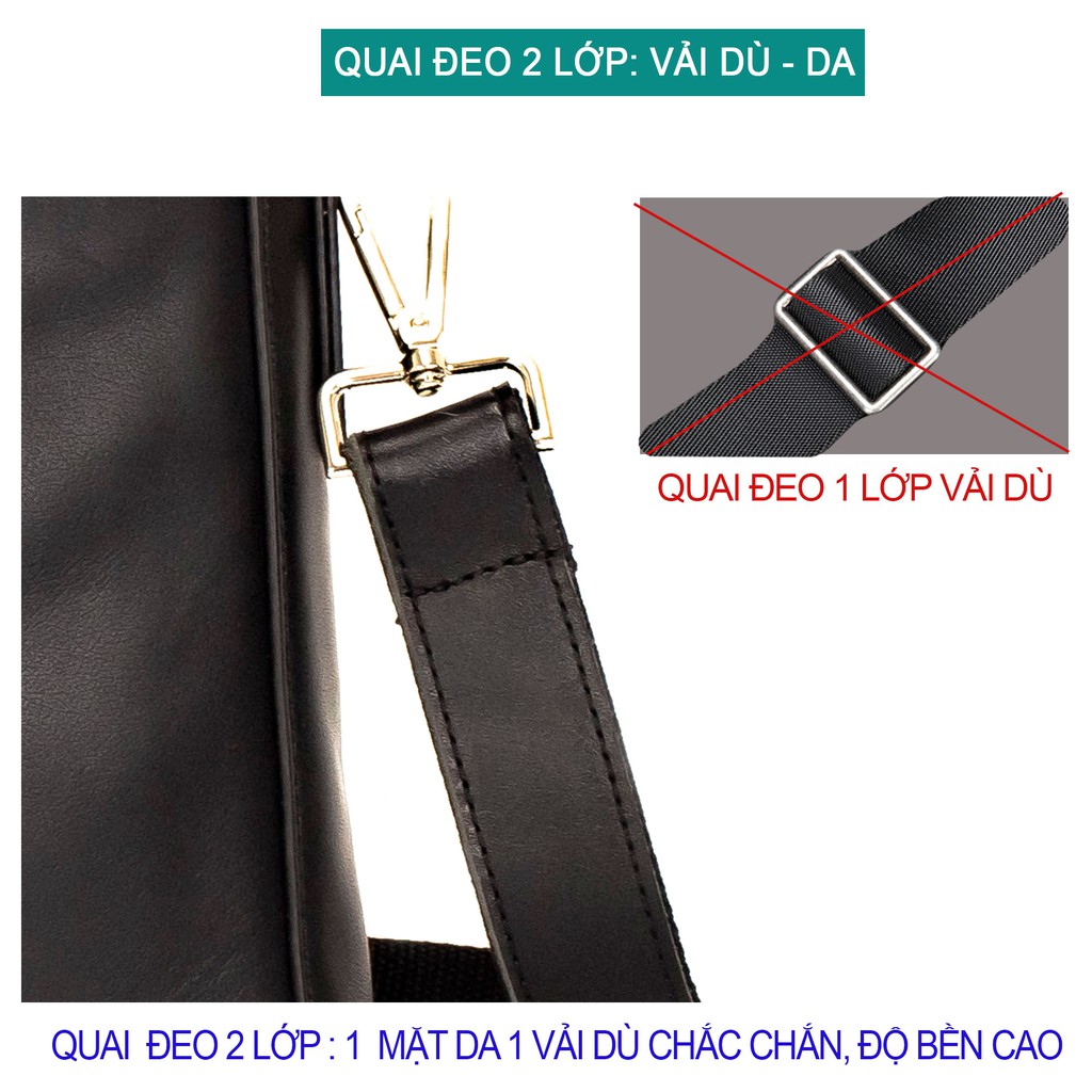 Cặp da cao cấp Bụi Leather B101, da thật, màu đen, bảo hành 12 tháng