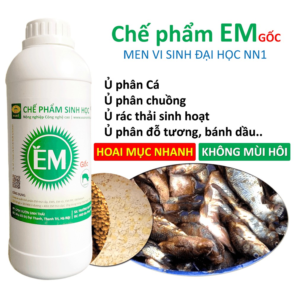 Men vi sinh EM gốc - Ủ phân cá, đỗ tương, dịch chuối, xử lý rác thải hữu cơ Không Mùi Hôi - Làm phân bón cây trồng