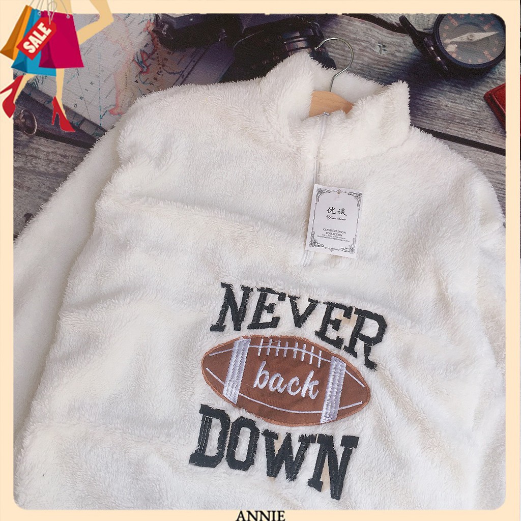 Áo Len Form Rộng 🍁 HÀNG CAO CẤP 🍁 Áo Thun Lông Thêu Chữ Never - Siêu Hot -Năng Động Trẻ Trẻ Trung Cá Tính | BigBuy360 - bigbuy360.vn