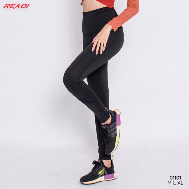 Quần legging thể thao nữ READI tập gym yoga dáng dài lưng phối lưới - 01101