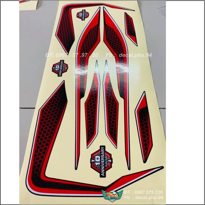 Tem rời Vision chỉ đỏ đen tổ ong Uv (H) -1