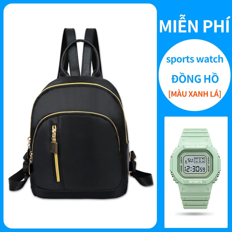 Chất lượng cao thời trang da mềm chống thấm ba lô nữ đi học giá rẻ [miễn phí đồng hồ LED vuông]
