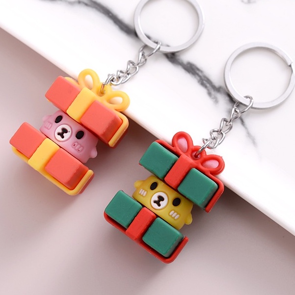 (Thaosi8420) Móc khóa hộp quà động vật dễ thương 2.3*3.8cm