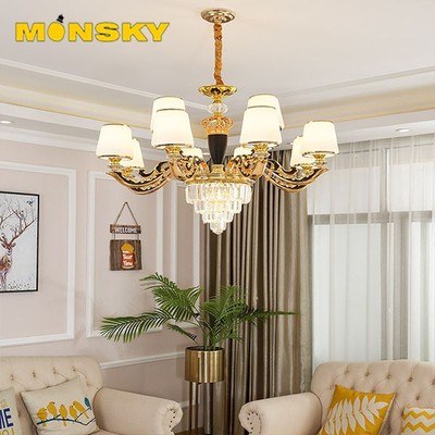Đèn chùm MONSKY HINN pha lê 12 tay trang trí nhà cửa hiện đại - kèm bóng Led chuyên dụng