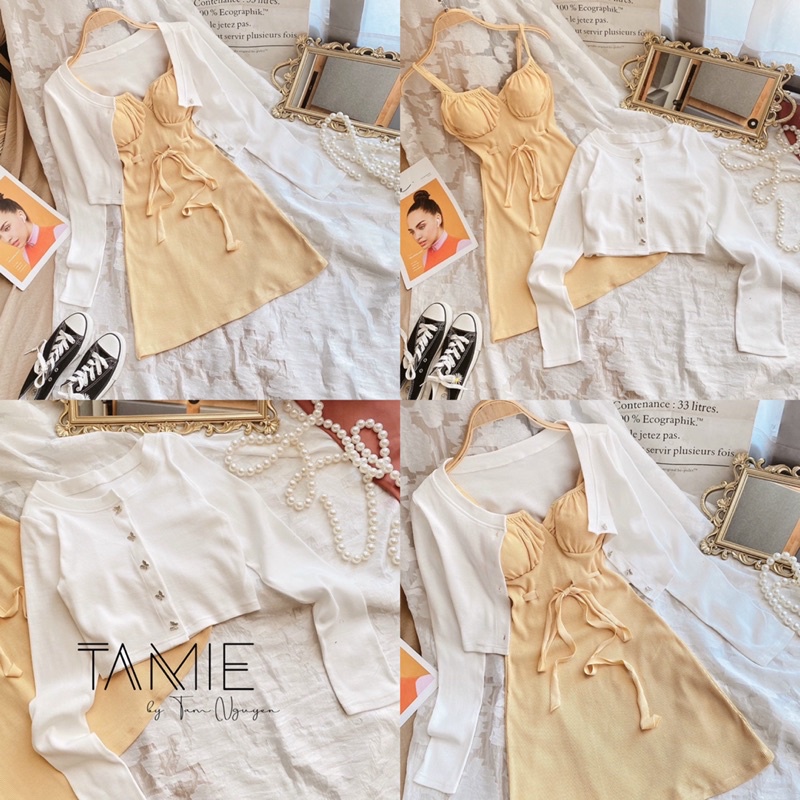 Váy Hoa nhí 2 dây kèm Cardigan CÓ NHIỀU MÀU TAMIEclothing | BigBuy360 - bigbuy360.vn