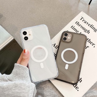 Sạc Không Dây Mag Họa Tiết Nhãn Ốp Lưng Điện Thoại iPhone 14 12 13 Mini 11 Pro XS MAX X XR 7 8 Plus Trong Suốt Mềm Mại Cạnh Thẳng TPU Cover