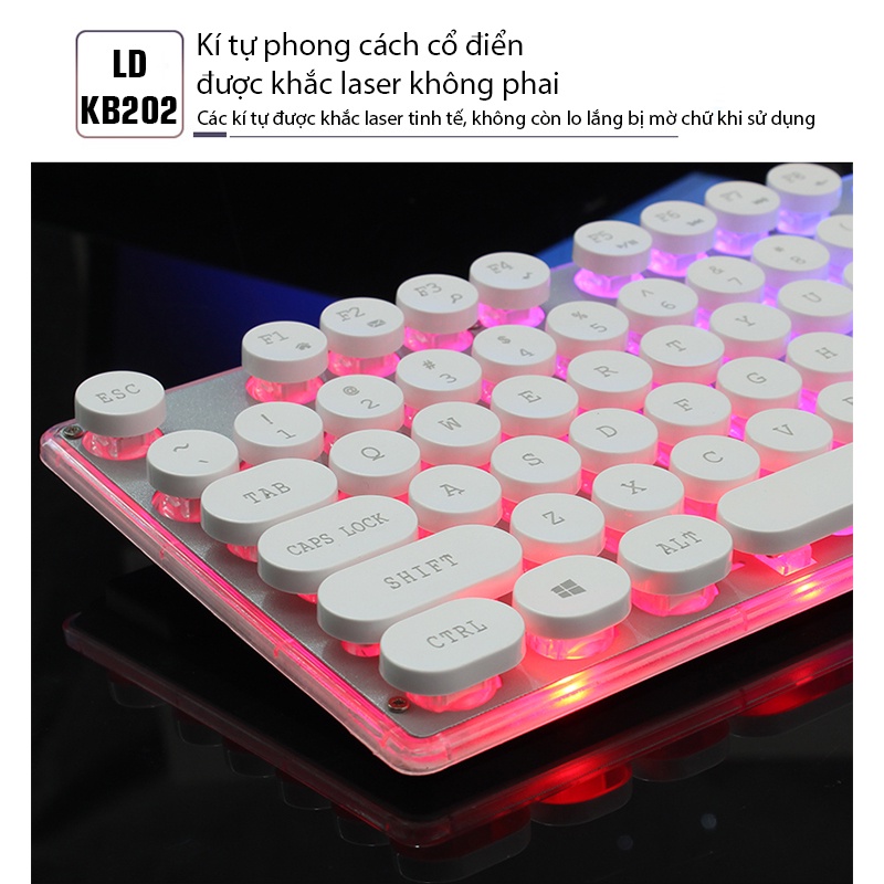 BÀN PHÍM  GIẢ CƠ DÀNH CHO CHƠI GAME-E SPORT- BÀN PHÍM DÂY- ĐÈN LED NỀN RGB- ÂM GÕ NHẸ NHÀNG - LD-KB202