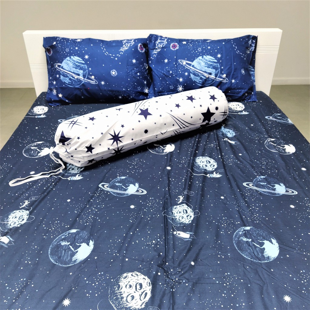 Accasa Bộ Ga Giường 05 Món Cotton Poly Modern Space Traveling 550 Sợi Chống Phai Nhăn Xù Lông Malaysia