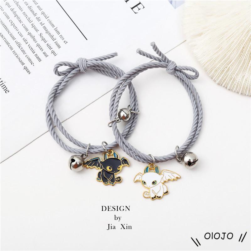 (OLOJO.vn) Vòng Tay Cặp Dây Nam Châm Bằng Nam Châm Màu Trắng Đen Cho Cặp Đôi Tình Bạn Không Răng