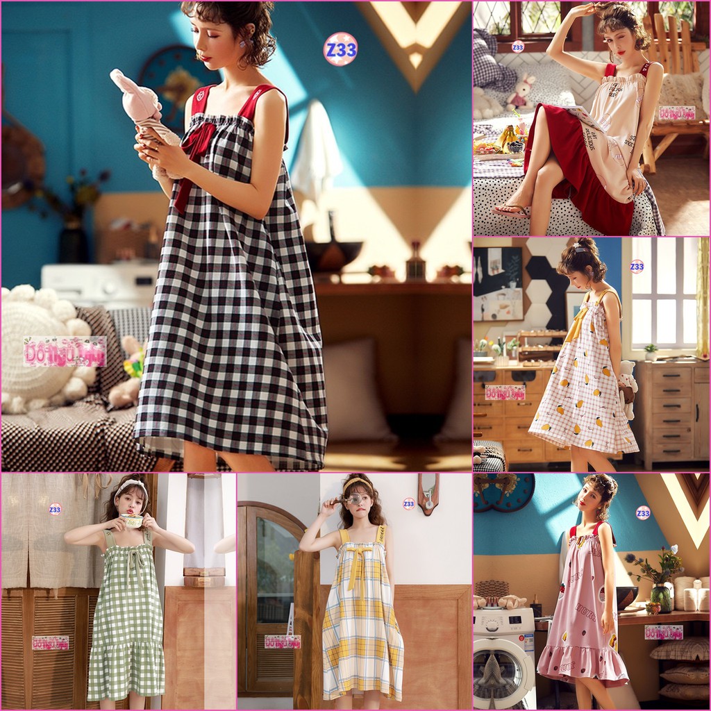 Váy Ngủ 2 dây bản to Z33 (cotton Mền Mịn) | BigBuy360 - bigbuy360.vn