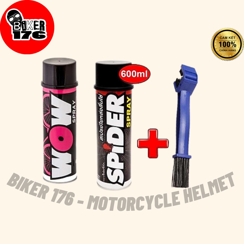 Combo bảo dưỡng sên (Rửa sên & dưỡng sên) WOW + SPIDER - Made in Thailand - BIKER 176 - Mũ bảo hiểm & Dầu nhớt Vũng Tàu