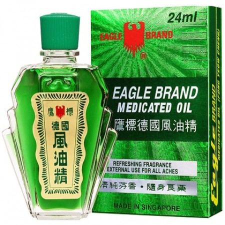 Dầu gió  nước xanh Con Ó 2 nắp Eagle Brand Medicated Oil 24ml - Made in Singapore