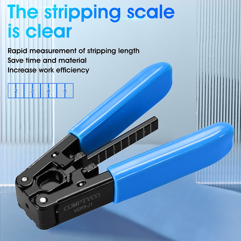 Công cụ tước dây quang Máy cắt dây cáp Kìm tuốt sợi quang cho dây cáp FTTH Tước dây màu xanh lam
