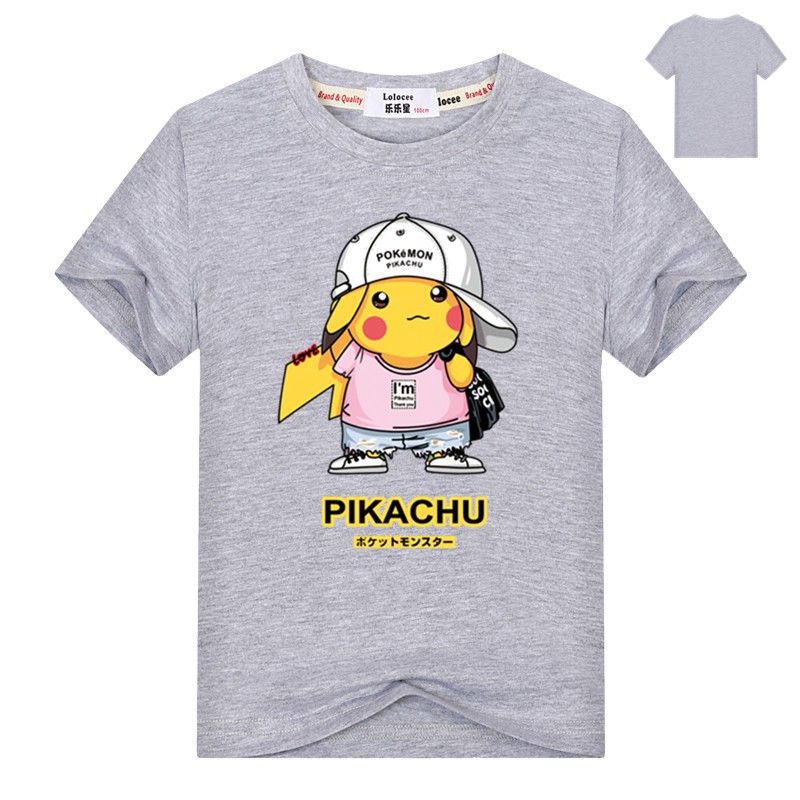 Áo thun cotton ngắn tay in hình Pokemon Pikachu cho trẻ em