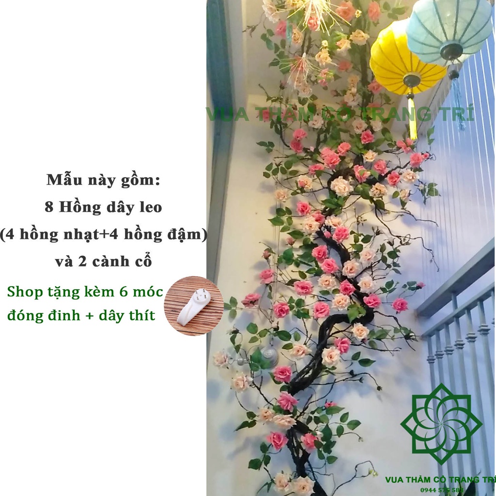 Hồng dây leo nhựa trang trí ban công
