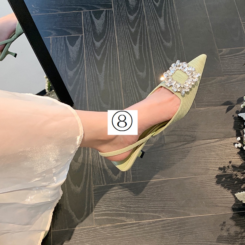 Giày Cao Gót Mũi Nhọn Đính Đá Thời Trang Mùa Hè 2022 Mới Cho Nữ
