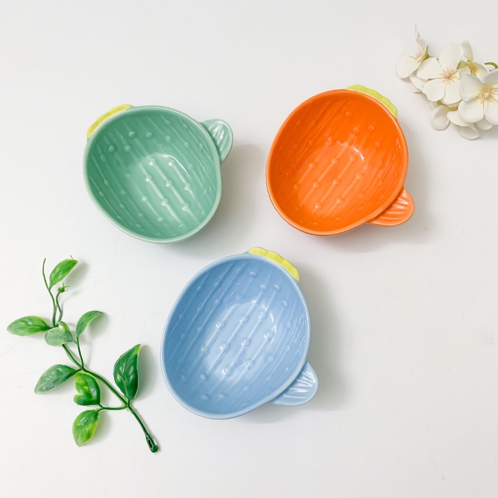 Bát Ăn Dặm Hình Xương Rồng AD26 Ngộ Nghĩnh Chất Liệu Gốm Sứ Chống Trơn Trượt Cho Bé YOOTA BABY