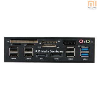 【shine】Multi-Function USB 3.0 Hub eSATA SATA Port Internal Card Reader PC Dashboard Media Front Panel Audio for SD MS CF TF M2 MMC Memory Cards Fits 5.25" Bay