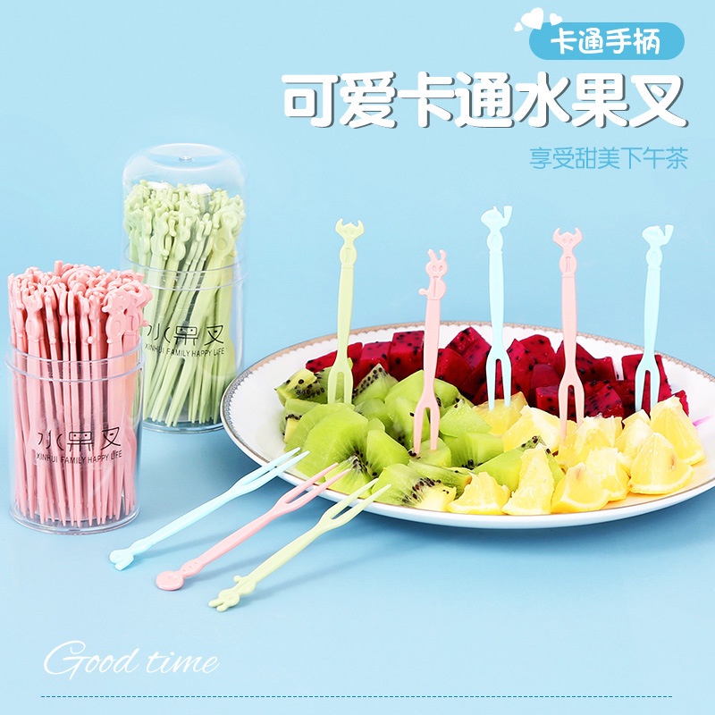 Bộ 50 Nĩa Nhựa Ăn Trái Cây Thiết Kế Dễ Thương