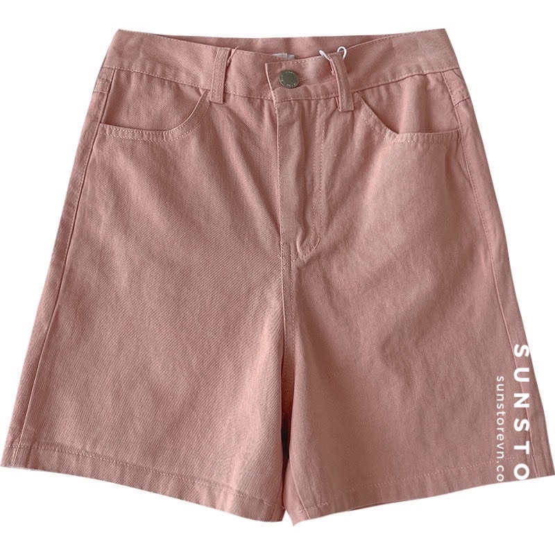 Quần short nữ ống rộng chất vải kaki thô nhiều màu
