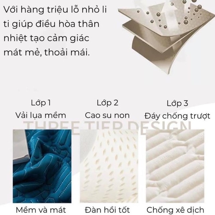 Chiếu điều hòa cao su non Tencel Latex 5D trần đa giác , Chiếu điều hoà dùng cho mùa hè tặng kèm 2 vỏ gối nặng 2kg