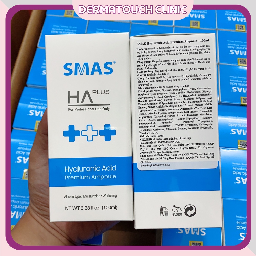 Serum HA SMAS Plus (100mL) cấp ẩm phục hồi, căng bóng da, khỏe da - Dược mỹ phẩm Derma Touch