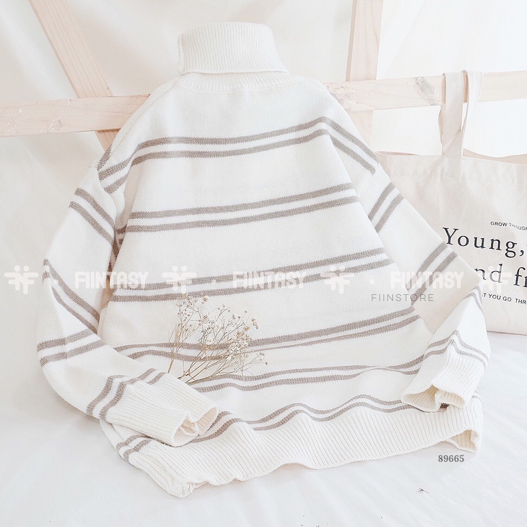 Áo len cổ lọ kẻ ngang Ulzzang Unisex - Made by Fiin