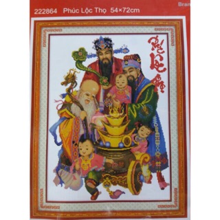 Tranh thêu chữ thập Phúc Lộc Thọ 222864 (55x72) chưa thêu