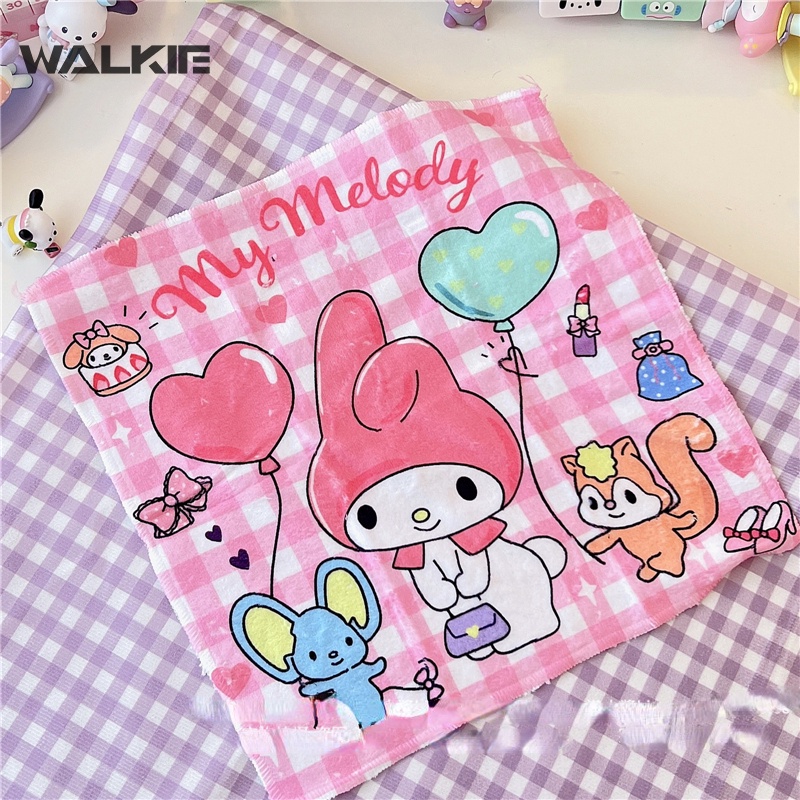 Khăn Lau Mặt Hình Vuông Nhỏ Họa Tiết Hoạt Hình Kuromi My Melody Cinnamoroll Kawaii 32Cmx32Cm