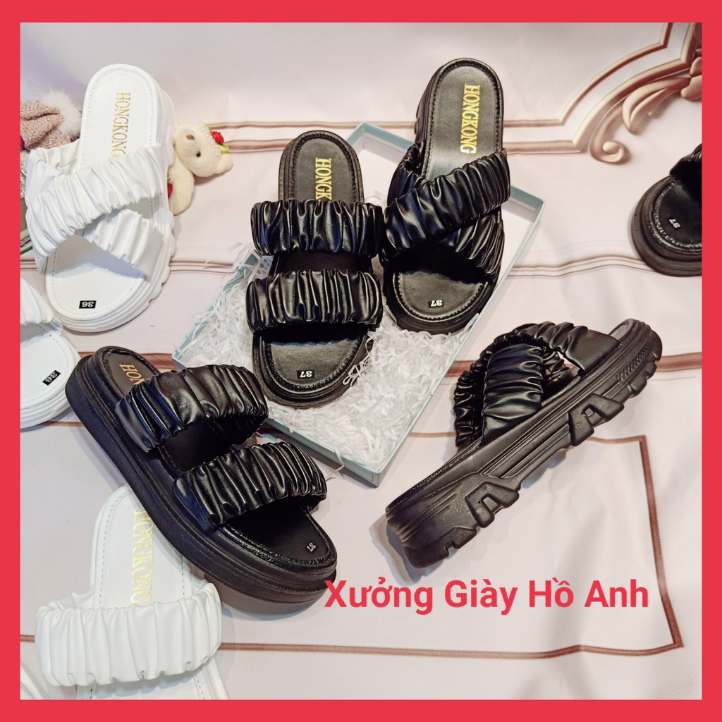 Dép Bánh Mì Nữ Đế Cao Quai Nhúm Chéo Siêu Nhẹ Êm Sang Chảnh