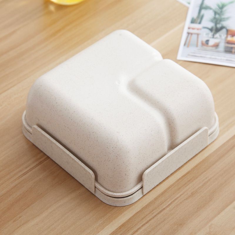 Hộp cơm lúa mạch 2 ngăn có muỗng đũa 1100 ml,,,