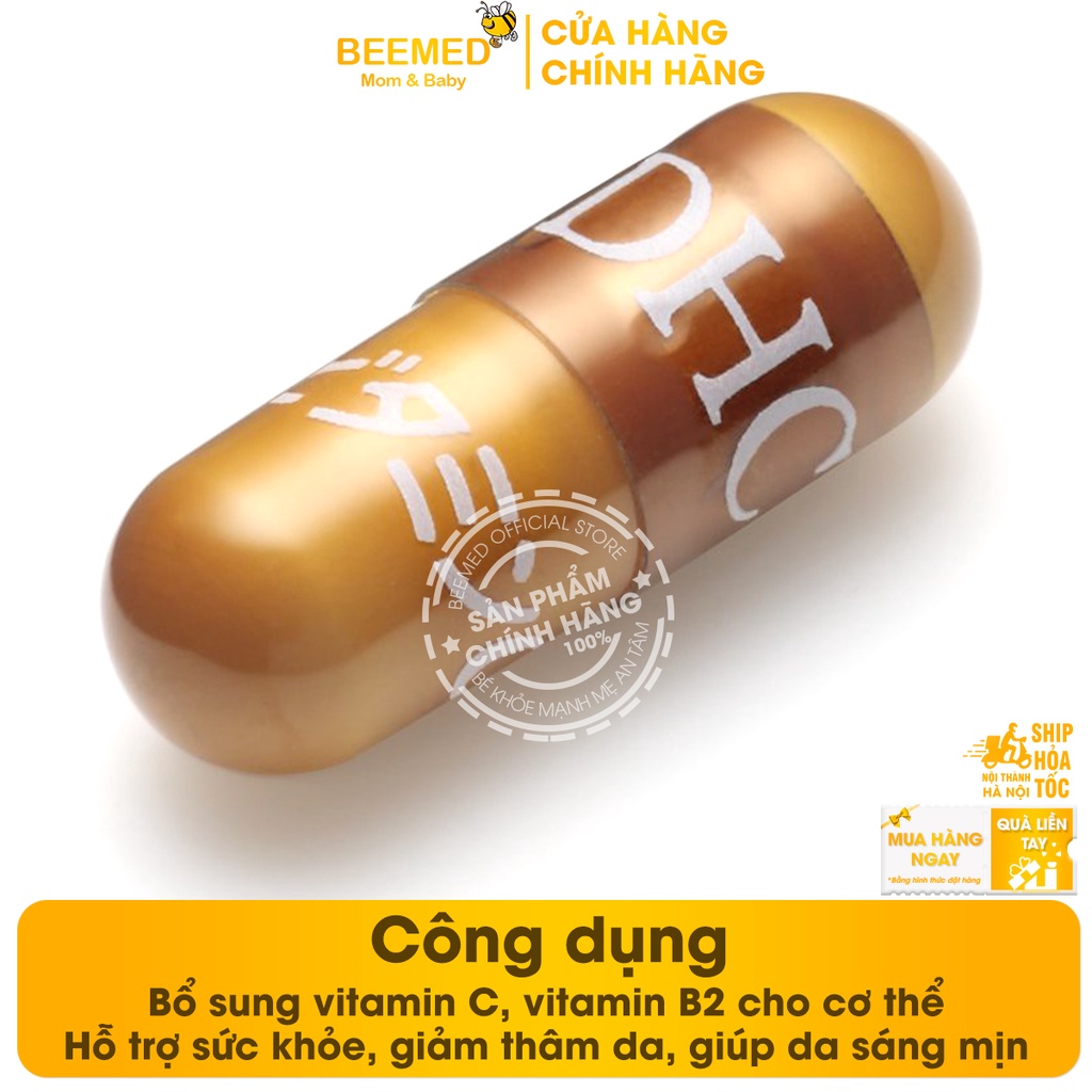 Viên Uống Bổ Sung Vitamin C DHC Vitamin C Hard Capsule Tăng Sức Đề Kháng, Sáng Mịn Da, Giảm Thâm Mụn - Chinh hãng DHC