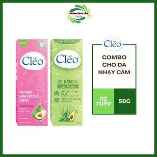 Bộ đôi kem tẩy lông cléo 50g dành cho da nhạy cảm và gel dưỡng da sau tẩy lông cléo 50g