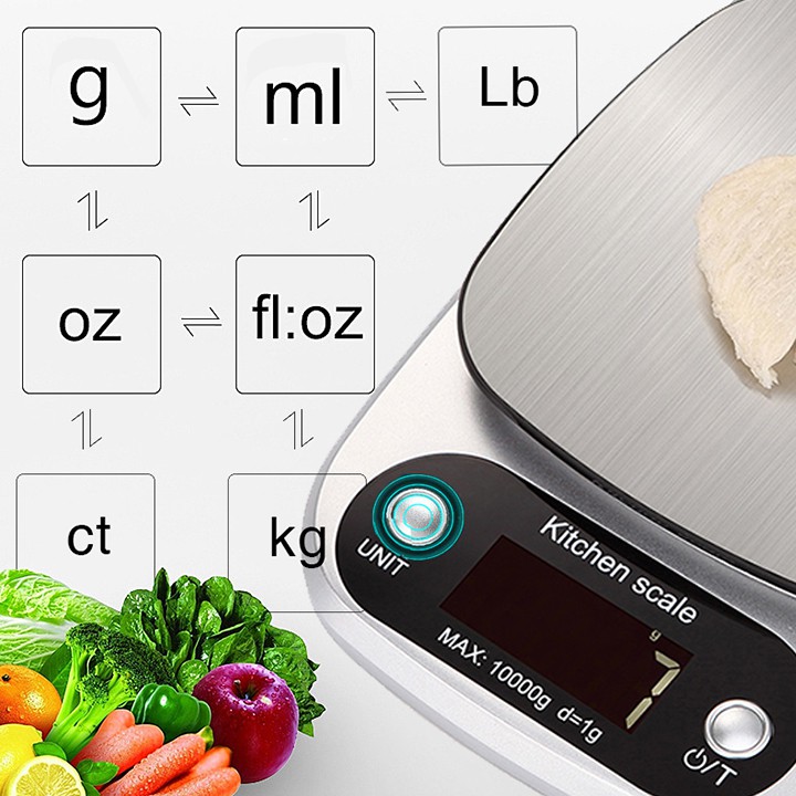 Cân tiểu ly điện tử nhà bếp cân làm bánh phiên bản cao cấp định lượng từ 1g tối đa 10kg (2pin)