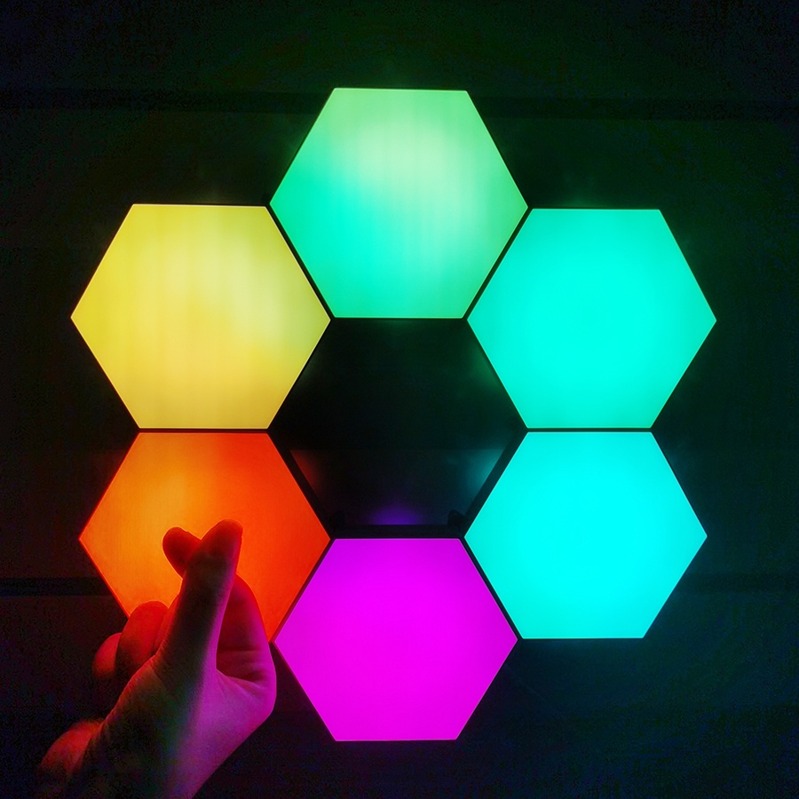 Đèn Ngủ LED RGB Hình Lục Giác Chạm Cảm Ứng Chạm Sáng Tạo