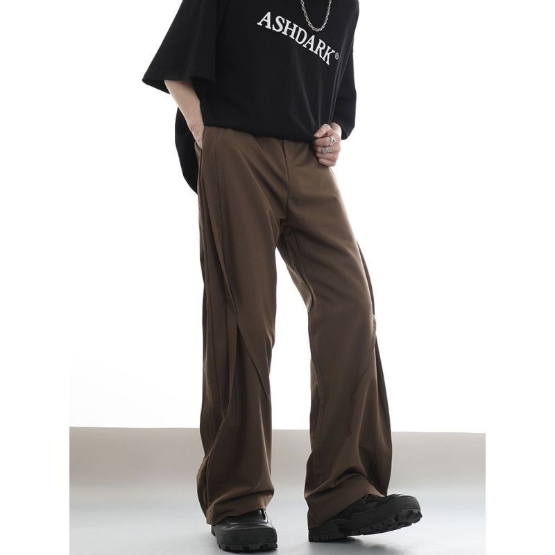 Quần Dài Ống Rộng oversize Màu Cà Phê Phong Cách retro Mỹ Cho Nam