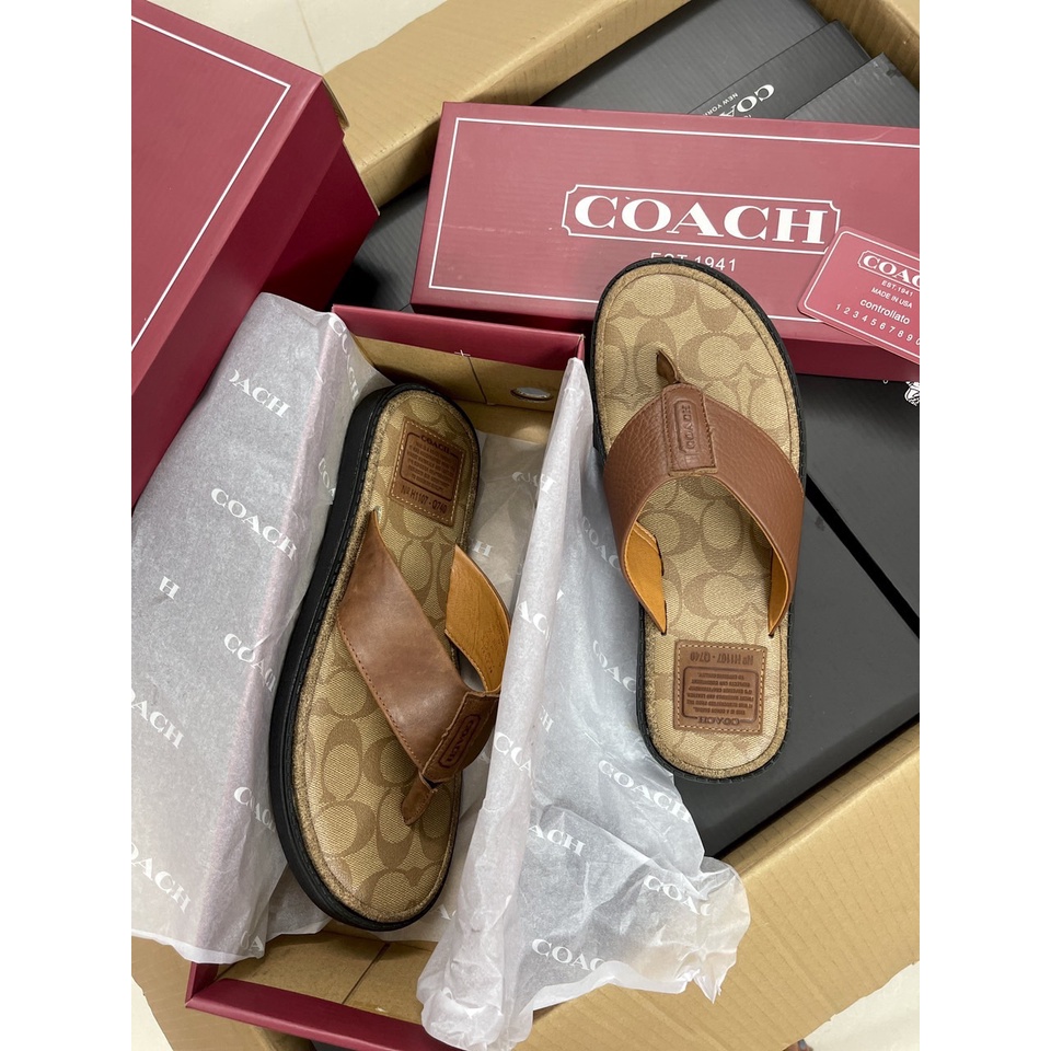 Dép Kẹp Da Coach Xỏ Ngón Cao Cấp, Thiết Kế Hiện Đại