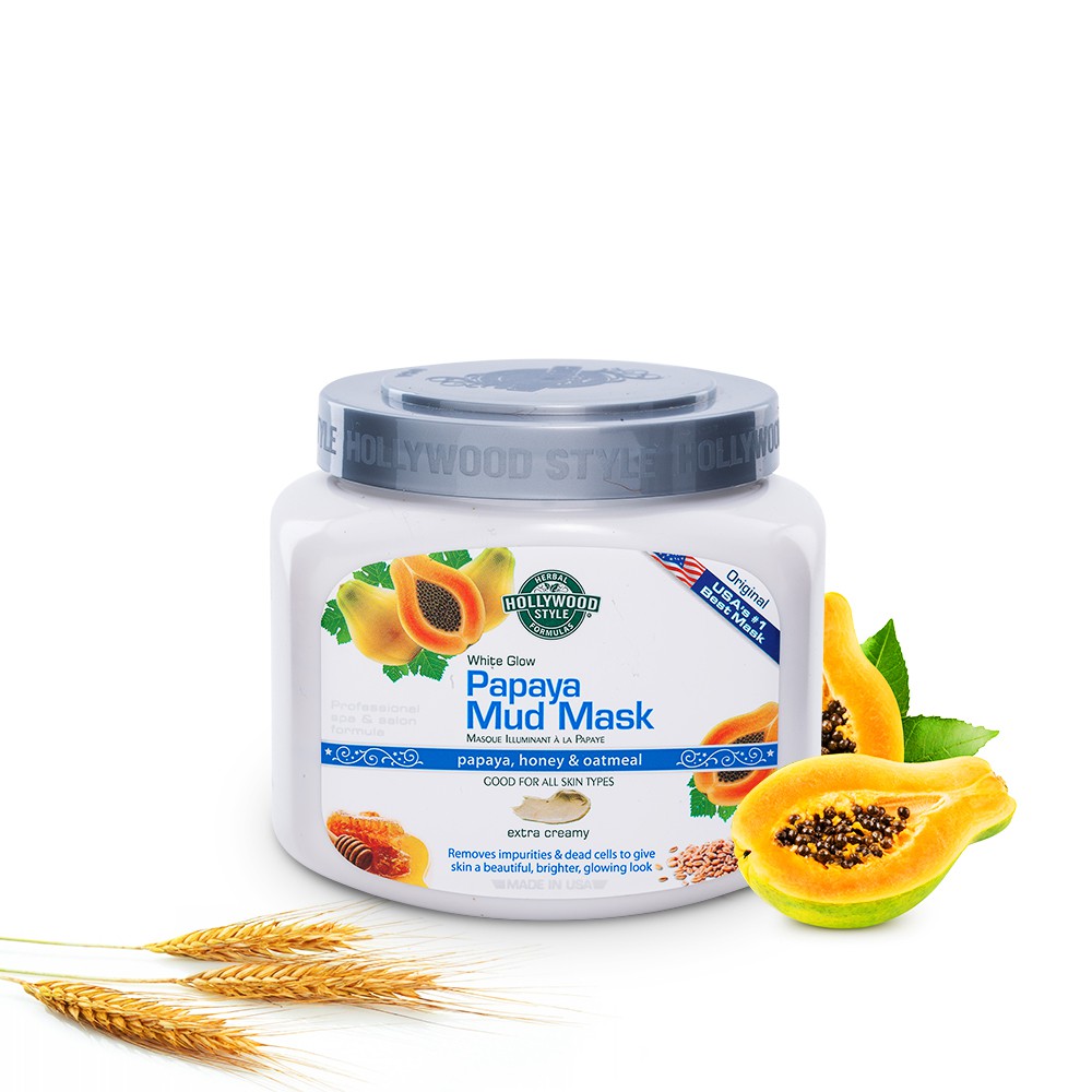 Mặt nạ trắng da chiết xuất đu đủ White Glow Papaya Mud Mask Hollywood Style 600g | BigBuy360 - bigbuy360.vn