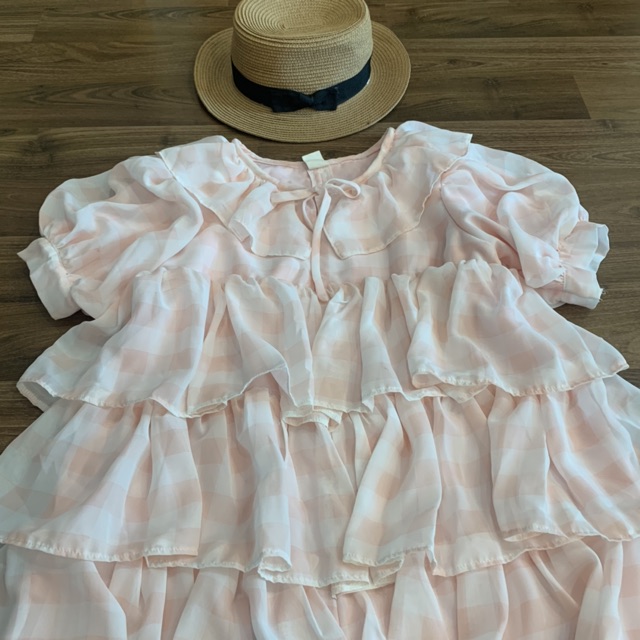 Jumsuit caro hồng baby