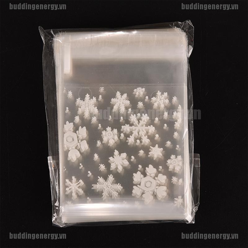 Bộ 100 Túi Nhựa Đựng Bánh Kem Hình Bông Tuyết Dễ Thương
