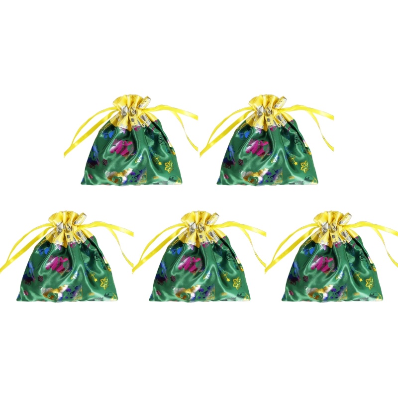 Set 5 Túi Rút Đựng Kẹo Họa Tiết Giáng Sinh Dễ Thương