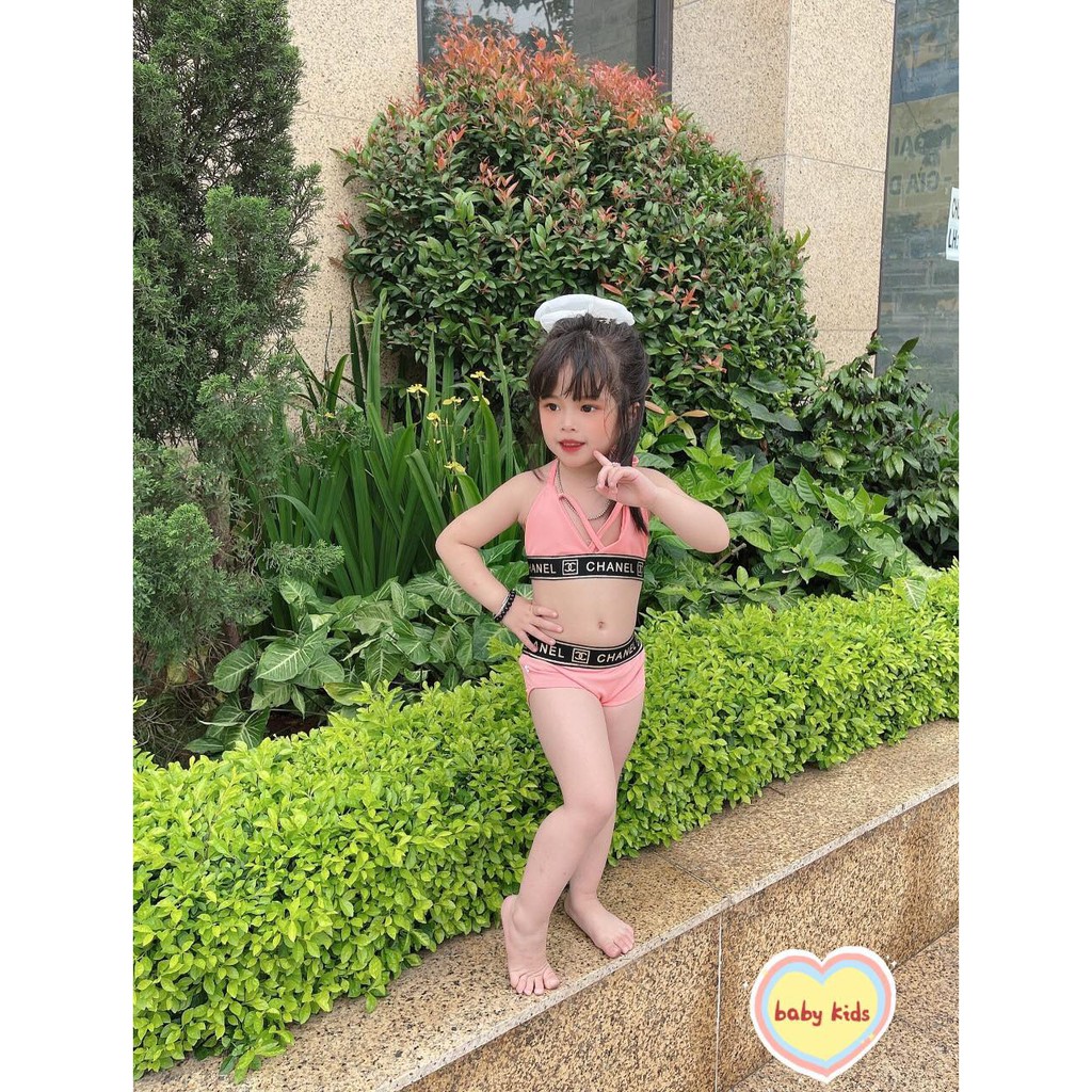 size 14-16kg: Bikini 2 mảnh Channle cho bé gái - BKNC